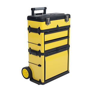 Boîte à outils empilable, organisateur mobile à roulettes avec poignée télescopique confortable, chariot rigide vertical avec roues - Product Image 3