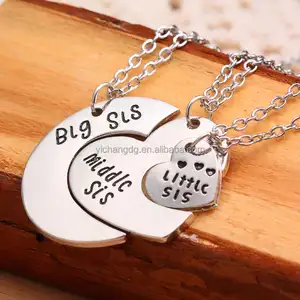 Big Sis Sis Lil Sis 项链套装为 3 套索 Y 项链最好的朋友项链礼物为姐妹