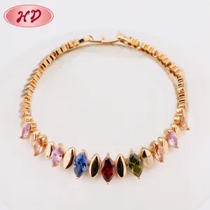 China Manufacturer New Fancy Lucky Colorful Crystal Oval Copper Women Zircon Bracelet