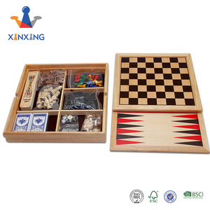 Caja de madera multi juego con backgammon damas ajedrez y póker, dominos, 9 en 1 juego set - Product Image 6