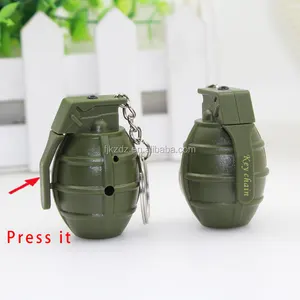 Mini granada chaveiro luz levou lanterna mão granada chaveiro luz chaveiro com som explosivo