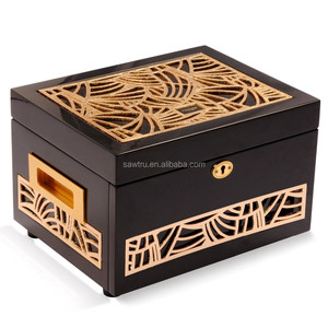 Joyería de lujo de almacenamiento de embalaje caja de madera de pino para <span class=keywords><strong>el</strong></span> anillo y collar - Product Image 3