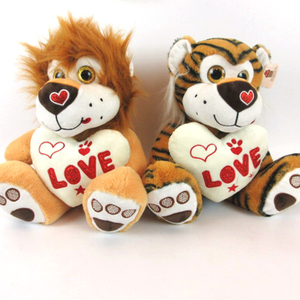 Personnalisé Valentine lion/<span class=keywords><strong>tigre</strong></span>/léopard en peluche <span class=keywords><strong>animal</strong></span> en peluche jouets - Product Image 1