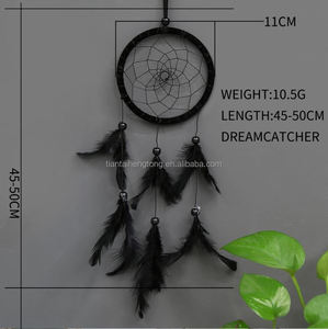 <span class=keywords><strong>Attrape</strong></span>-rêves décoré de perles de bois noir de 4.3 ', tenture murale <span class=keywords><strong>pour</strong></span> la maison, pédant décoratif de bureau, cintre de voiture - Product Image 2