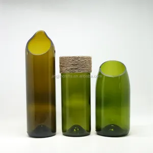 Recycled glass wine bottles cut bottle for candle holder vase