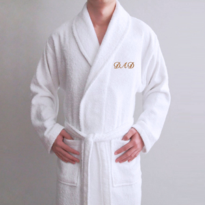 Ukuran Kustom Kerah Syal Putih 100% Katun Hotel <span class=keywords><strong>Terry</strong></span> Jubah Mandi Dalam Stok
