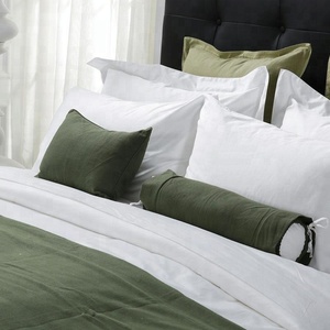 Twin Size <strong>Green</strong> Color <strong>Bed</strong> Runner and Decorative Cushion Luxury <strong>Bed</strong> <strong>Sheets</strong> - Product Image 5