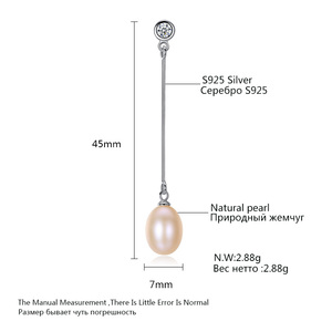 LUOTEEMI Women Elegant Party Jewellery Natural Pearl Long 925 <strong>Sterling</strong> <strong>Silver</strong> <strong>Dangle</strong> <strong>Earrings</strong> - Product Image 2