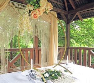 Caldo di Vendita di Cerimonia Nuziale del fiore archi rotondo di metallo Supporto arco Floreale del cerchio da tavolo centrotavola per la tavola di nozze centrotavola decorazioni - Product Image 1