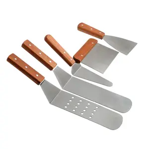 Pelle et grattoir en aluminium, 5 pièces, outils et accessoires pour grille plate, pour barbecue, extérieur, plaque électrique Teppanyaki Hibachi - Product Image 1
