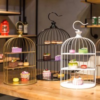 Présentoir à gâteaux en acier inoxydable, équipement de Buffet Unique, acier inoxydable, décoration de luxe, Cupcake à 3 niveaux, mariage, thé haut, cage à oiseaux