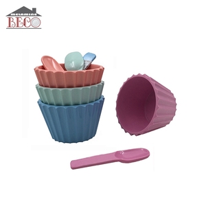 प्लास्टिक Melamine आइस क्रीम कटोरे और 4 बच्चे को खिलाने के सामान बच्चों Tableware चम्मच सेट - Product Image 2