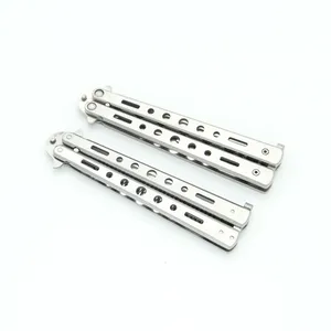 Metal práctica balisong mariposa entrenador formación aburrido cuchillo