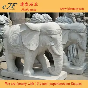 Classic Hand Craved Garden Grey Granite Elephant Statue