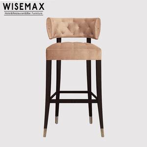 WISEMAX design moderno della metà del secolo sedile imbottito di lusso barocco da cucina in legno Louis sgabello da bar ristorante in velluto seggiolone da bar - Product Image 2