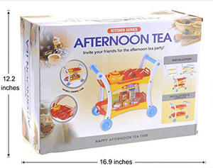 Ensemble de chariot de jeu de rôle pour l'heure <span class=keywords><strong>du</strong></span> thé avec théière, tasses, ustensiles et plateau amovible, jouets de cuisine pour garçons et filles - Product Image 6