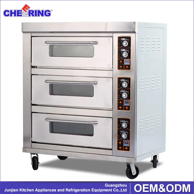 商業工業用ステンレス鋼3デッキ6トレイ電気ベーキングオーブンケーキレストランキッチン機器サプライヤー