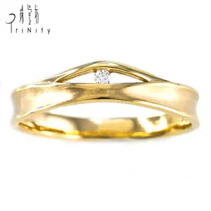 Anillo de compromiso de oro rosa de 18K para hombre y mujer, joyería con banda única moderna grabada de estilos de diseñador