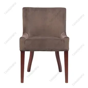 New hardwood frame and light brown swan velvet dining chairs