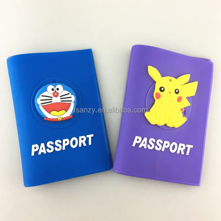 Capa macia de passaporte de cartão de pvc, emblema de desenho animado personalizado
