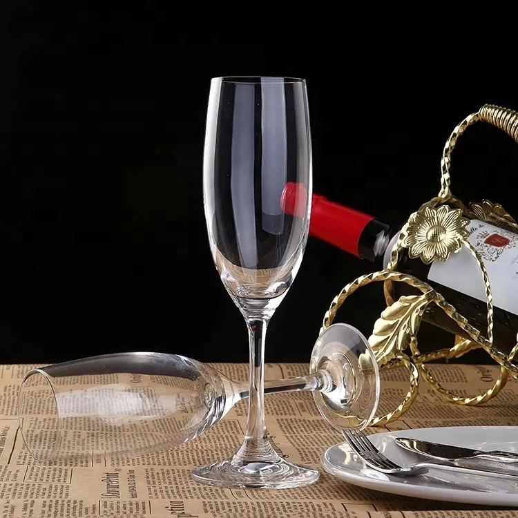 Raymond 16oz kurşunsuz kristal cam şeffaf özel şampanya flüt gözlük şarap bardağı şampanya bardakları düğün için kristal