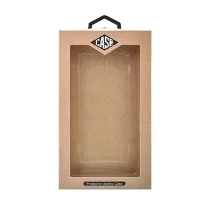 Kraft Paper mobile phone case box with PVC window box Packaging