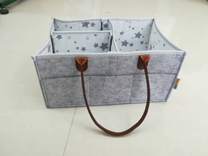 Portátil fácil limpieza bebé pañal carrito colgante tela sentía bolsa de <span class=keywords><strong>pañales</strong></span> organizador con correa de cuero - Product Image 5