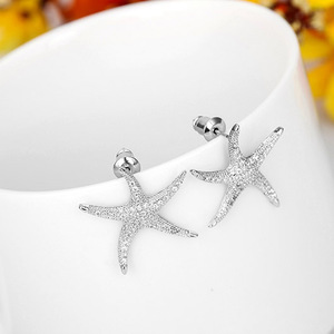 LUOTEEMI Nuovo Modo Stock Donne di Arrivo di Lusso Pieno Sparkling Cubic Zirconia Micro Pavimentato <span class=keywords><strong>Stella</strong></span> Stelle Marine Della Vite Prigioniera <span class=keywords><strong>Orecchini</strong></span> In Oro Bianco - Product Image 5