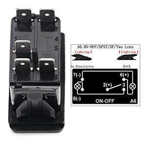 5 pin Zombie đèn Rocker chuyển DC 20A 12V-24V màu xanh LED IP68 đánh giá chu kỳ 10000 cơ khí cuộc sống - Product Image 2