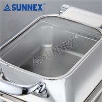 Chauffe-Plats Buffet en Acier Inoxydable de Haute Qualité avec Couvercle en Verre, Contrôle Automatique de la Température, Durable, Écologique, Capacité de 4,5 L