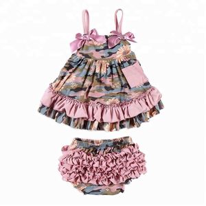 All'ingrosso abbigliamento estivo Vintage floreale per bambine Swing Set nuovo Design 2 pezzi Top Shorts per bambini vestiti - Product Image 2
