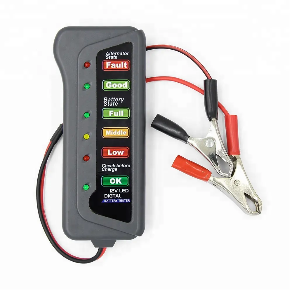 Best Verkopende Auto Batterij Tester 12V Auto Digitale Batterij Tester Met Dynamo 6 Led Licht