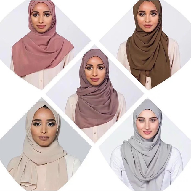 2020 Thiết Kế Thời Trang Hồi Giáo Màu Trơn Khăn Voan Ngay Lập Tức Khăn Choàng Nữ Hijab