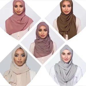 Sciarpa Hijab Istantanea in Chiffon Tinta Unita per Donne Musulmane, Design alla Moda - Product Image 1