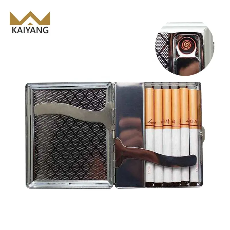 2019 china factory high quality capacity new model cigarette case with usb lighter wholesale cigarette box