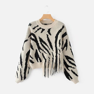 Maglione Lavorato a <span class=keywords><strong>Maglia</strong></span> Taglia Unica per Donna, Pullover Jacquard OEM, Maglione Streetwear con <span class=keywords><strong>Frange</strong></span> - Product Image 2