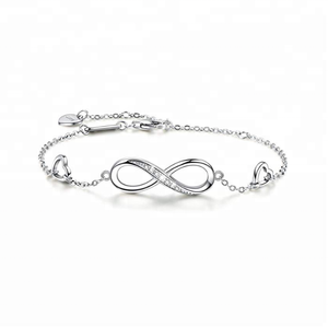 Wholesale Lady <strong>Infinity</strong> Heart <strong>Bracelet</strong> Simple Design Silver Stainless Steel Love Heart <strong>Infinity</strong> <strong>Bracelet</strong> for Women Girls - Product Image 1
