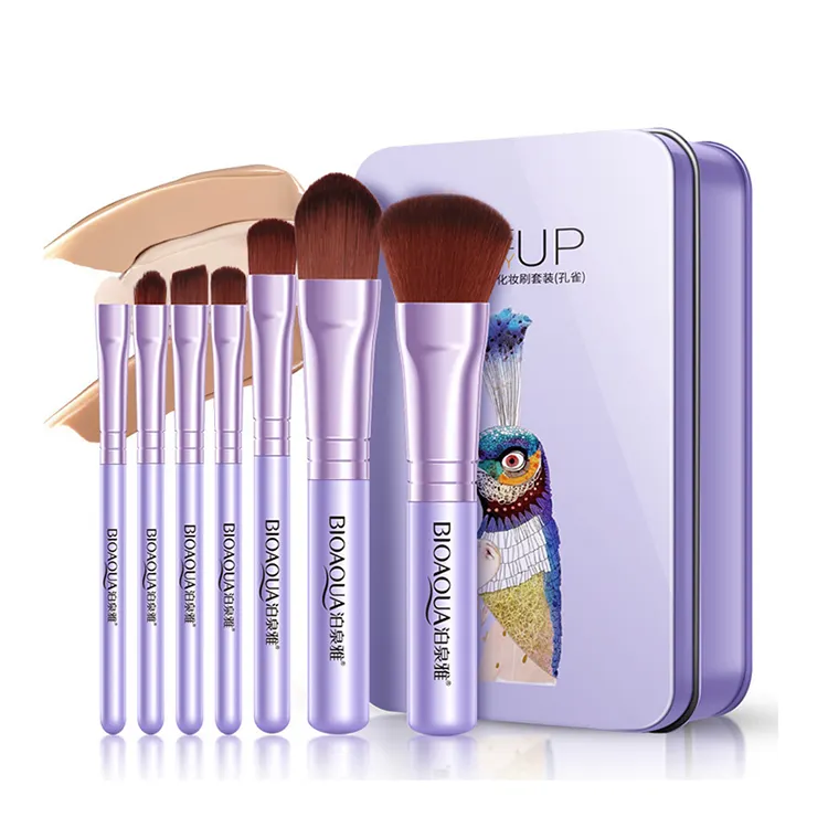 BIOAQUA Pink Purple Makeup Brushes Set With case Soft Fiber Foundation Eyeshadow Powder BB Cream Base Brush Cosmetic Tool