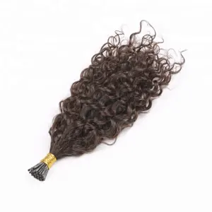 Factory Wholesale 100 Human Hair Extension Cold Fusion Italian Keratin Glue Pre-bonded I Tip Curly Hair Extensions