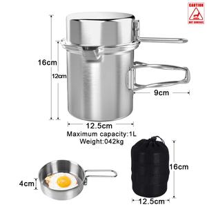 Ngoài trời thép không gỉ Cookware <span class=keywords><strong>Set</strong></span> gấp gỗ bếp nồi <span class=keywords><strong>Pan</strong></span> lộn xộn <span class=keywords><strong>Kit</strong></span> cho cắm trại cho bộ đồ ăn ngoài trời - Product Image 2