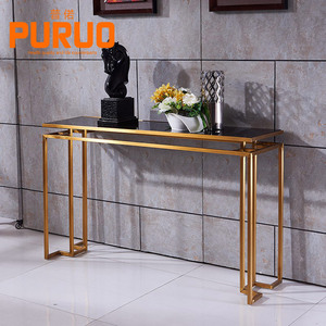 Puruo Hotel Entrance Hallway Luxury <strong>Silver</strong> <strong>Console</strong> Apartment Wall Home Furniture Stainless Steel Marble <strong>Console</strong> <strong>Table</strong> - Product Image 3