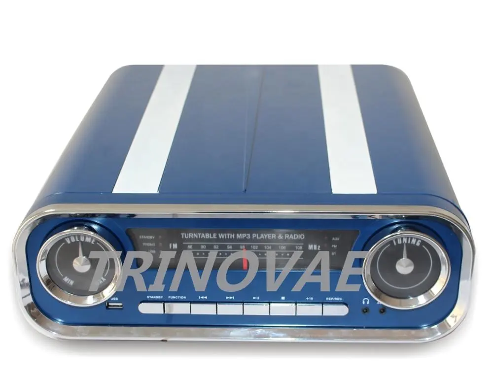 Trinovae 3-Gang Retro Vinyl Plattenspieler Plattenspieler mit eingebauten Stereo-Lautsprechern, USB, SD, Radio