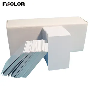 FCOLOR-impresión de inyección de tinta de doble cara, tarjetas blancas en blanco de PVC, CR80