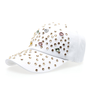 Thời Trang Giá Rẻ 6 Bảng Điều Chỉnh Denim Thể Thao Bling Bling Bóng Râm Studded Rhinestone Thiết Kế Mũ Bóng Chày - Product Image 3