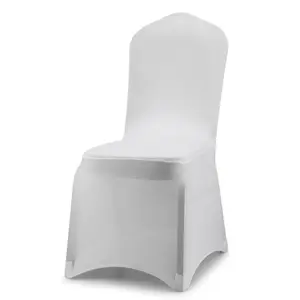 Универсальный белый спандекс полиэстер эластичный чехол для банкетных стульев простой стиль для свадебной вечеринки гостиничные стулья
