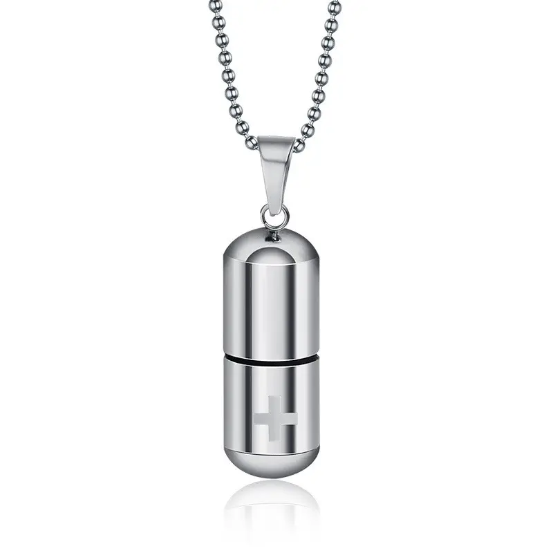 Nieuwe Product Stemming Cross Capsule Geneeskunde Pil Hanger Ketting Sieraden