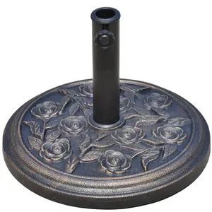 Suporte de resina de acabamento bronze decorativo, 9kg, formato de flor, rosa, base de suporte para guarda-chuva