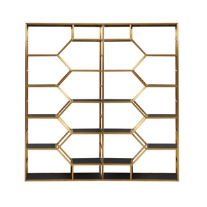 Bibliothèque <span class=keywords><strong>murale</strong></span> de style moderne, en métal, pour décoration de salon, grande taille dorée - Product Image 2
