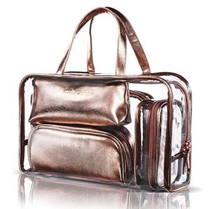 Grande trousse de maquillage holographique, trousse de toilette pour femmes, trousse de maquillage transparente en plastique holographique PVC avec paillettes - Product Image 1