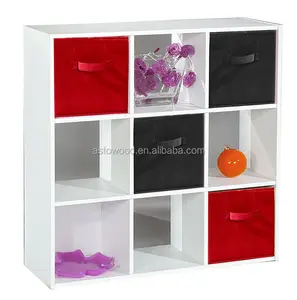 Witte Houten Boekenkast Met 9 Cubes Voor Woonkamer 3 Plank Unit Opslag Boekenplank